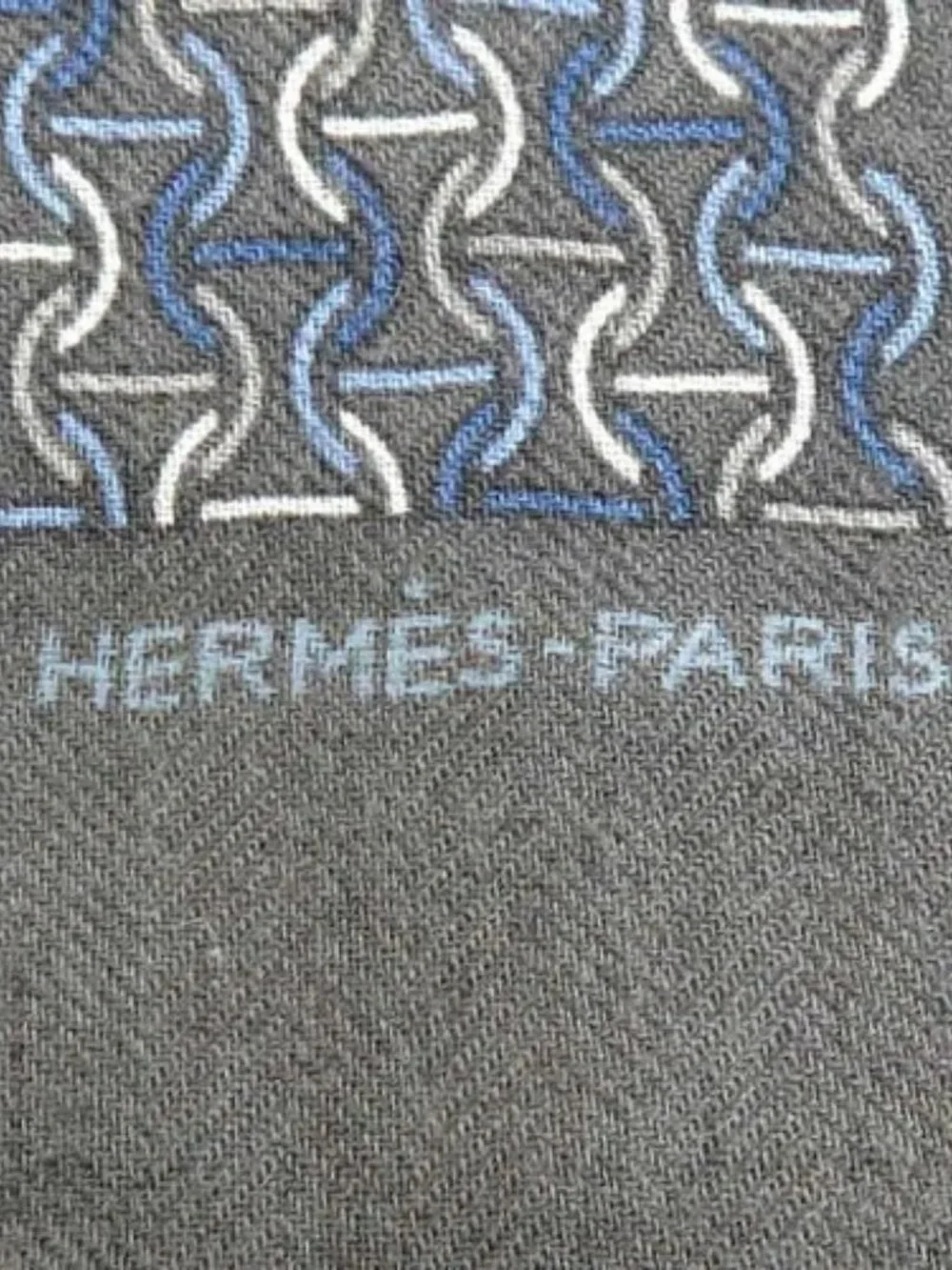 Auth HERMES Stole Shawl Scarf Charcoal Gray/Blue Cashmere/Silk - e61198a - Picture 6 of 8